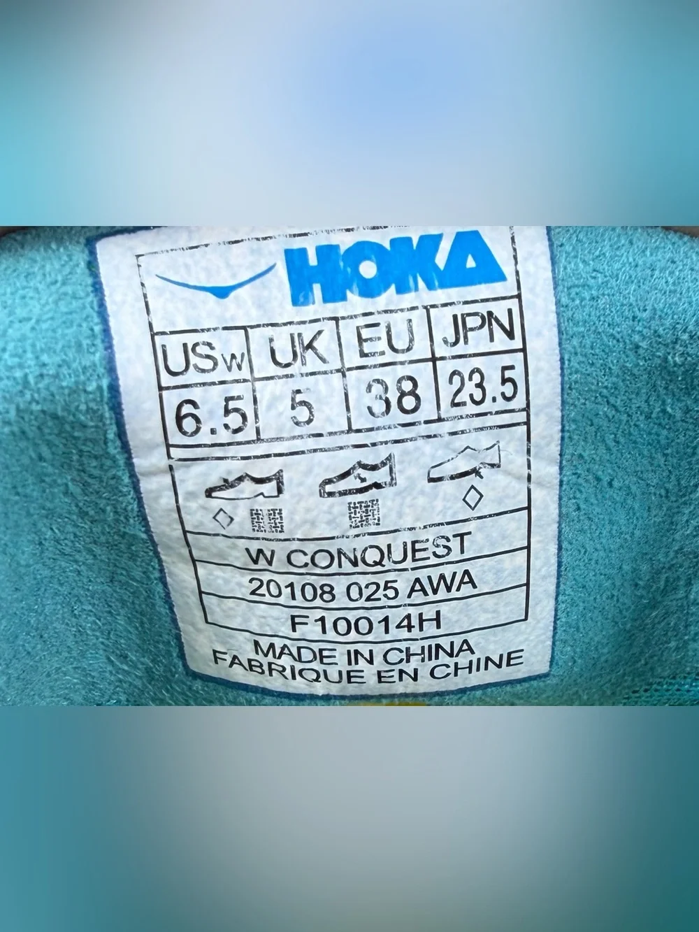 HOKA ONE ONE Conquest Women’s 6.5 Blue Lime Max Cushion Running Shoes EU 38